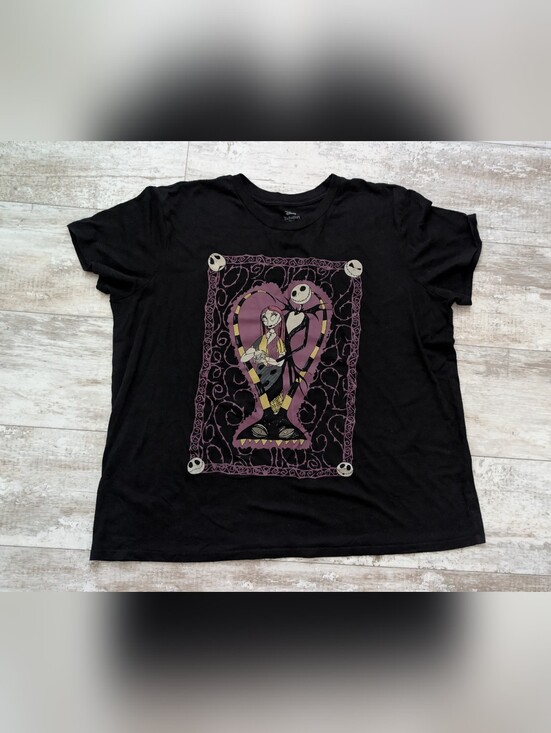 Disney Tops - Disney Jack Skellington & Sally Heart Graphic Tee - Black, Purple, Yellow